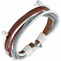Bracelet ajustable en cuir marron avec cordon de serrage à la mode - FWB046