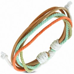 Bracelet ajustable en cuir marron avec cordon de serrage à la mode - FWB028