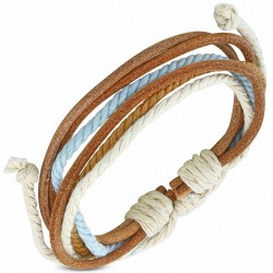 Bracelet ajustable en cuir marron avec cordon de serrage à la mode - FWB030