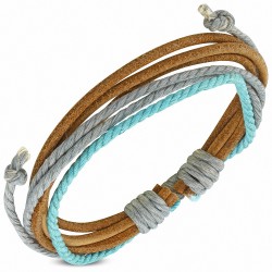 Bracelet ajustable en cuir marron avec cordon de serrage à la mode - FWB031