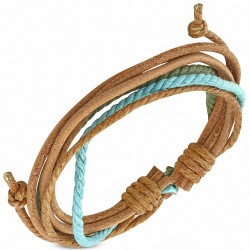 Bracelet ajustable en cuir marron avec cordon de serrage à la mode - FWB032
