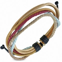 Bracelet ajustable en cuir marron avec cordon de serrage à la mode - FWB034