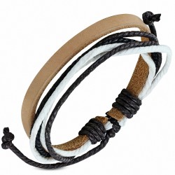 Bracelet ajustable en cuir marron avec cordon de serrage à la mode - FWB041