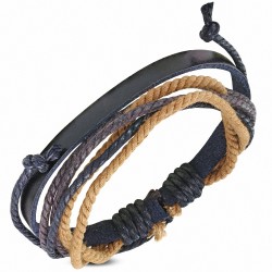 Bracelet ajustable en cuir noir avec cordon de serrage à la mode