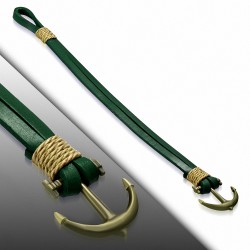 Bracelet à bascule en alliage marin et à la mode en cuir vert