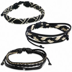 Ensemble de bracelets | Bracelets en cuir réglables de bracelet en cuir tressé d'enroulement de perles de mode de mode