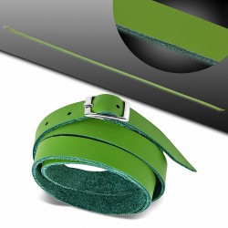Bracelet en cuir véritable multi-boucle en cuir vert