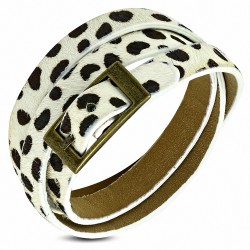 Bracelet léopard à la mode en flanelle cuir PU avec boucle de ceinture à boucles multiples