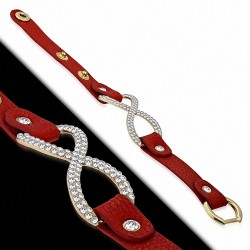 Bracelet à pression en similicuir rouge à la mode en PU avec symbole de l'infini