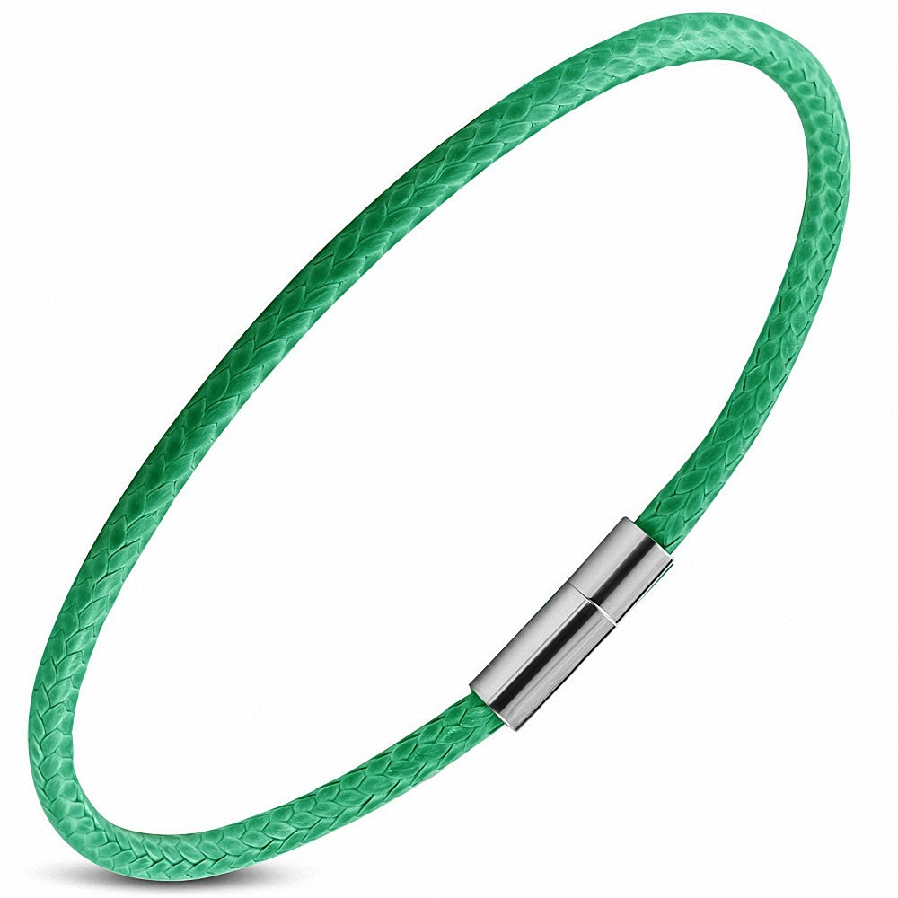 Bracelet avec fermoir à fermoir en cuir et cuir vert à la mode en PVC