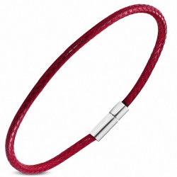 Bracelet avec fermoir à fermoir en cuir et PVC rouge