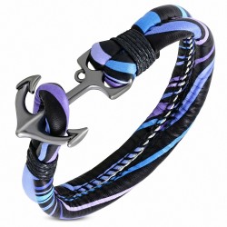 Bracelet alliage de mode et peinture en cuir PU Bracelet ancre marine - FBX053