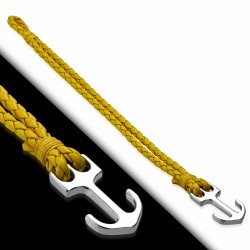 Bracelet en alliage marin à la mode en alliage marine et tressé jaune en cuir PU - FBX024