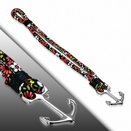 Bracelet en alliage marin à la mode en cuir PU avec fleurs colorées - FBX100