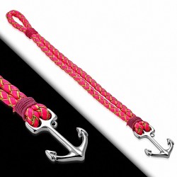 Bracelet en alliage marin à la mode en alliage de mode et rose vif tissé / tressé en cuir PU - FBX115