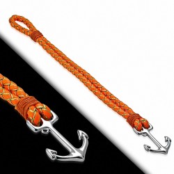 Bracelet alliage marine à la mode en alliage orange tissé / tressé en cuir PU - FBX116