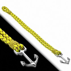 Bracelet en alliage marin à la mode en alliage marin et tressé jaune en cuir PU - FBX117