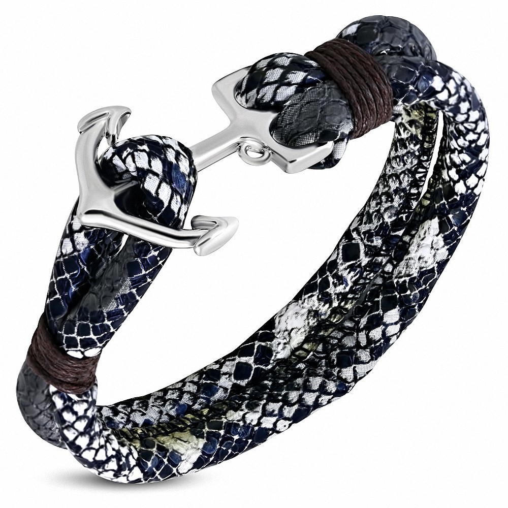 Bracelet en alliage marin à la mode en cuir PU avec ancre marine - FBX104