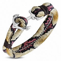 Bracelet en alliage marin à la mode en cuir PU avec ancre marine à bascule - FBX106