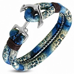 Bracelet en alliage marin à la mode en cuir PU peint à la mode en alliage et peau de serpent