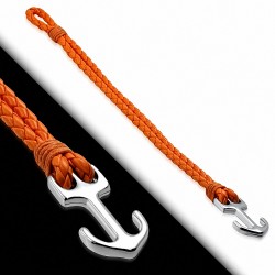 Bracelet en alliage marin à la mode en alliage orange tissé / tressé en cuir PU