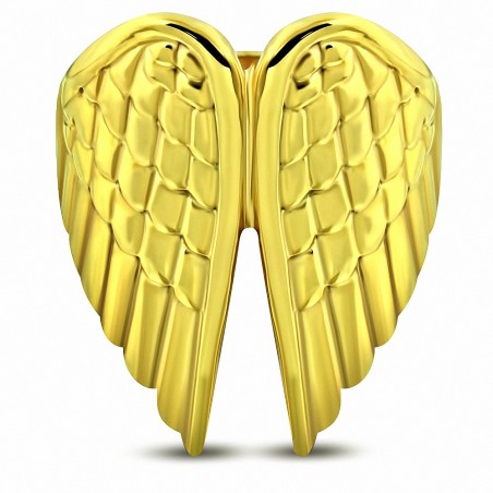 Bague fantaisie aile d'ange gardien en acier inoxydable plaqué or