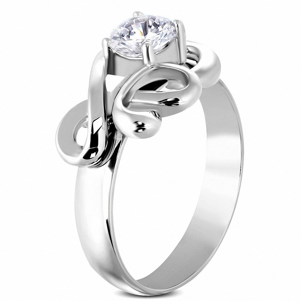 Bague fantaisie avec coupe confortable et spirale en acier inoxydable