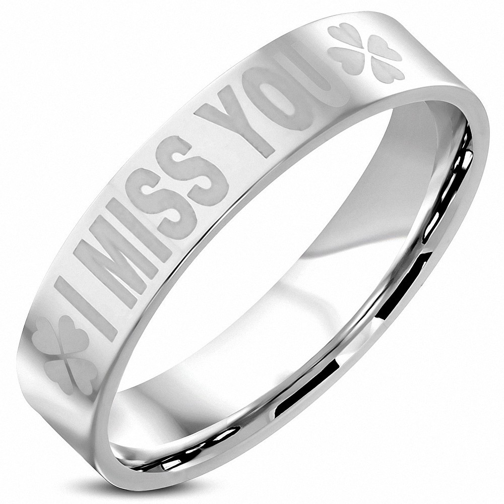 5mm | En acier inoxydable amour coeur Shamrock fleur Miss You Comfort Fit mariage plat bague de mariage