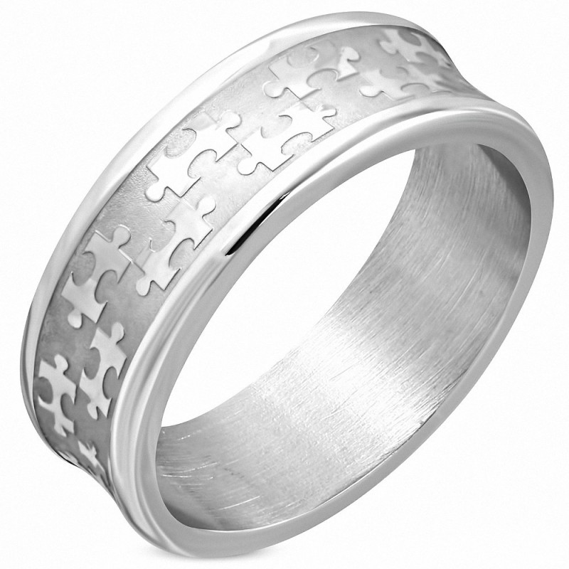 8mm | Bague de bande concave partie de puzzle fini en acier inoxydable mat