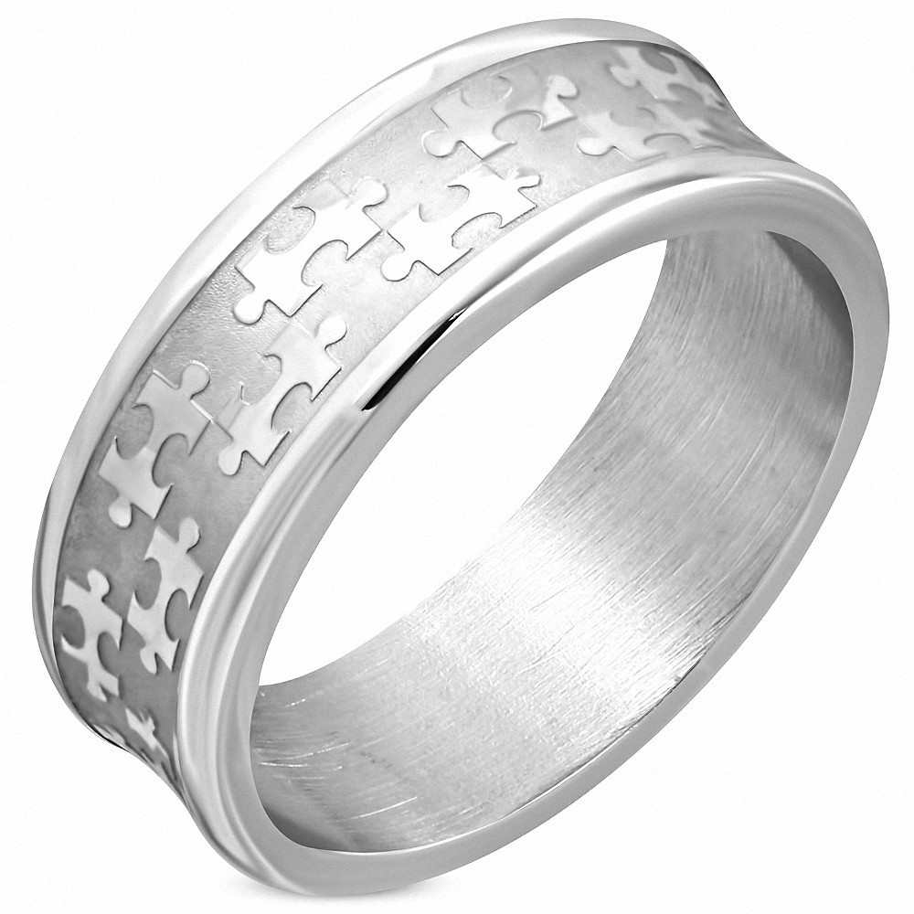 8mm | Bague de bande concave partie de puzzle fini en acier inoxydable mat