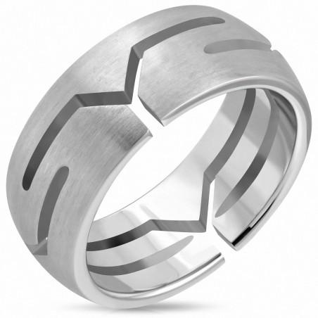 7.5mm | Bague demi-ronde géométrique à découpage en acier inoxydable, finition mate