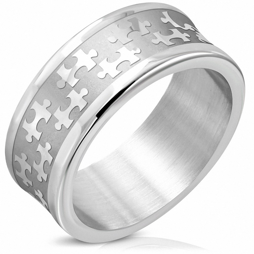 8mm | Bague de bande concave partie de puzzle fini en acier inoxydable mat