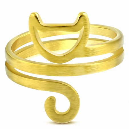 Bague fantaisie pour chat avec fini mat en acier inoxydable plaqué or