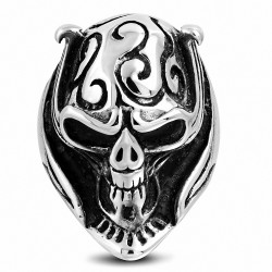 Bague de motard de crâne de chef de guerre extraterrestre de masque de fantôme foncé d'acier inoxydable de 2tone