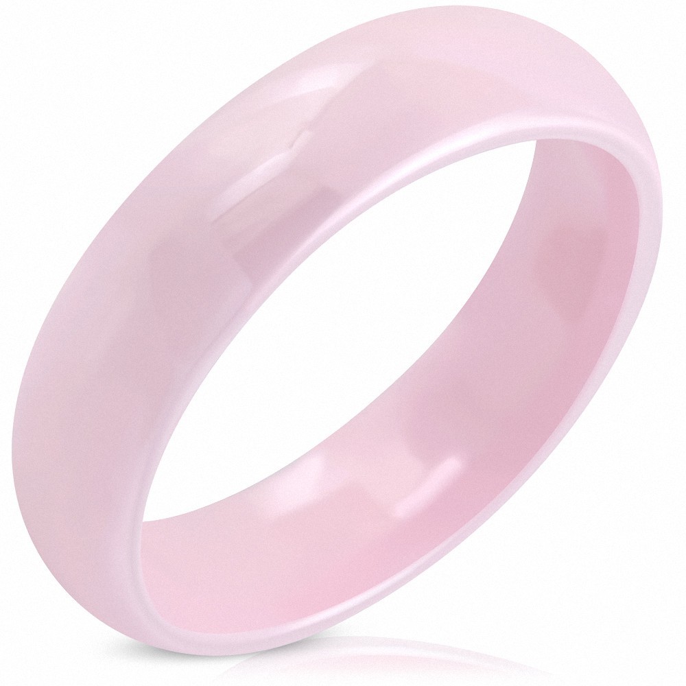 6mm | Bague à ajustement confortable en céramique rose semi-ronde