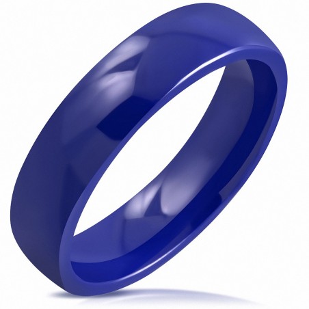 6mm | Bague demi-ronde à la coupe confortable en céramique bleu royal