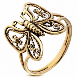 Bague fantaisie en bronze avec papillon fantaisie