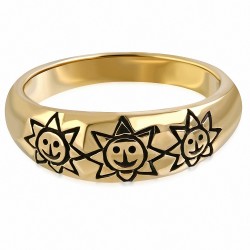 Bague en bronze fantaisie avec soleil et emblème