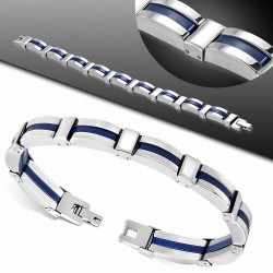 Bracelet à maillons panthère en acier inoxydable avec caoutchouc bleu royal 190