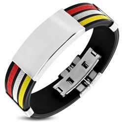 Bracelet en caoutchouc 4 tons noir clé grecque rouge blanc jaune avec style montre à graver en acier inoxydable