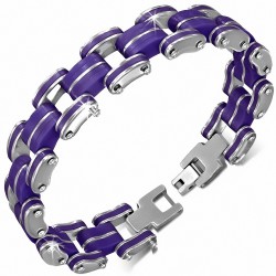 Bracelet à maillons  hommes en acier inoxydable avec caoutchouc violet violet à 451