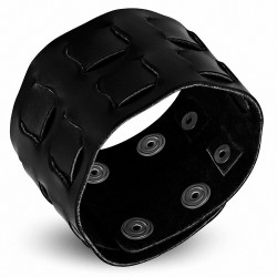 Bracelet en cuir véritable avec fermeture à glissière en cuir noir