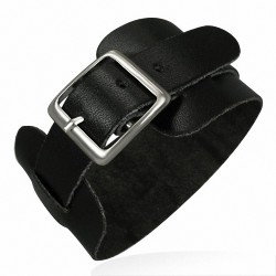 Bracelet en cuir véritable avec boucle de ceinture en cuir noir