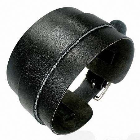 Bracelet en cuir véritable avec boucle de ceinture en cuir noir