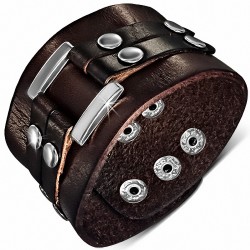 Bracelet en cuir marron véritable à double boucle avec boucle de ceinture