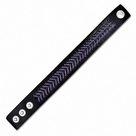 Bracelet en cuir véritable noir / violet avec cordon et armure en corde