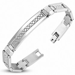 Bracelet de style montre clé grecque en acier inoxydable