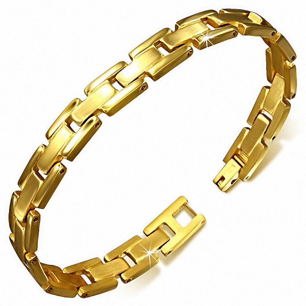 Bracelet à maillons panthère en acier inoxydable plaqué de couleur doré