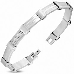 Bracelet à maillons rainurés en acier inoxydable 164