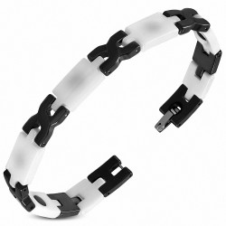10mm | Bracelet magnétique en céramique bi-ton celtique croix-croix panthère